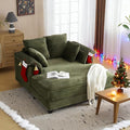 VINGLI Lounge Chair, 56" Oversized Reading Chair Corduroy Chaise Sofa Recliner Bed Upholstered Comfy Sleeper Couch with Throw Pillows and Armrests for Living Room, Movie Room, Bedroom