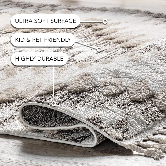 nuLOOM Adelade Beige/Ivory, 5'3" x 7'6", Southwestern, Shaggy, Soft and Cozy, High Traffic, Stain Resistant Area Rug for Bedroom, Living Room, Dining Space, Den, Foyer, Entryway