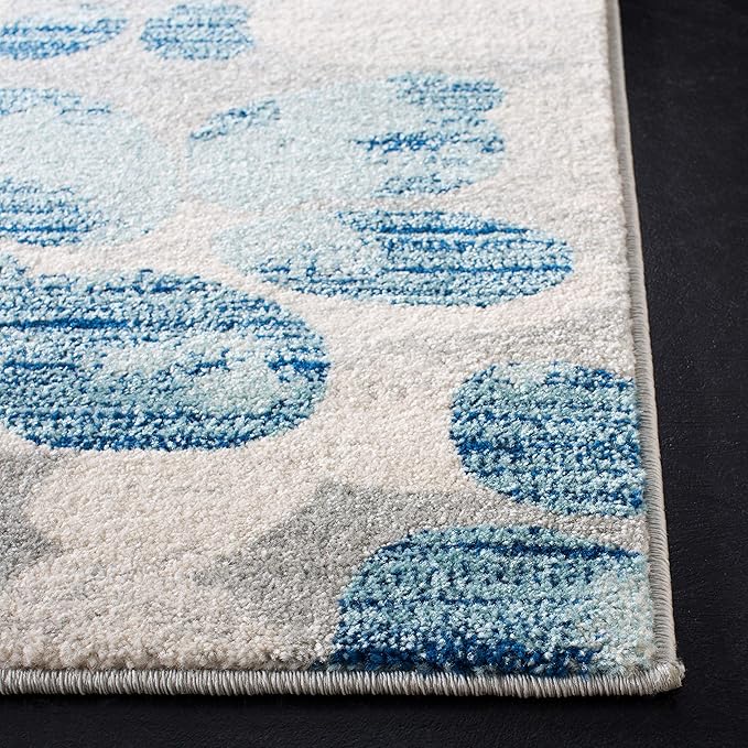 SAFAVIEH Evoke Collection 10' x 14' Grey/Light Blue EVK236J Floral Non-Shedding Living Room Bedroom Dining Home Office Area Rug