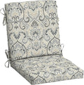Arden Outdoor Midback Chair Cushion, 18 x 16.5, Rain-Proof, Fade Resistant Neutral Aurora Damask