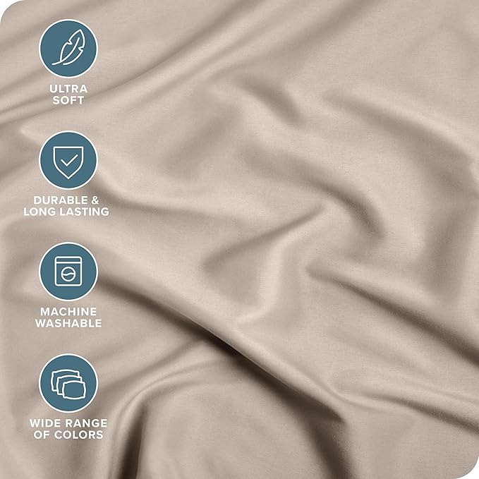 Bare Home Fitted Bottom Sheet Twin Size - Premium 1800 Microfiber - Ultra-Soft Hotel Luxury - Deep Pocket - Durable and Long Lasting (Twin, Pebble)