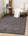 Unique Loom Solid Shag Collection Area Rug (10' x 13' 11" Rectangle, Graphite Gray)