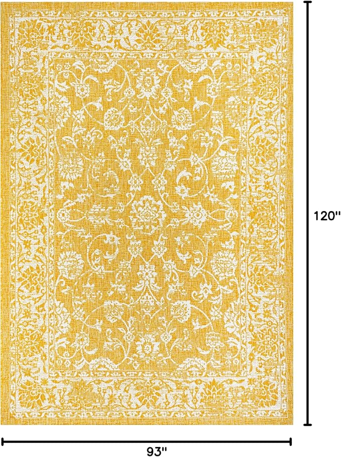 JONATHAN Y Weave Floral Indoor Outdoor Area Rug 8X10 Yellow/Cream, Tela Bohemian Textured for Backyard, Patio, Porch, Easy-Cleaning, High Traffic, Pet-Friendly, Non-Shedding (SMB100E-8)