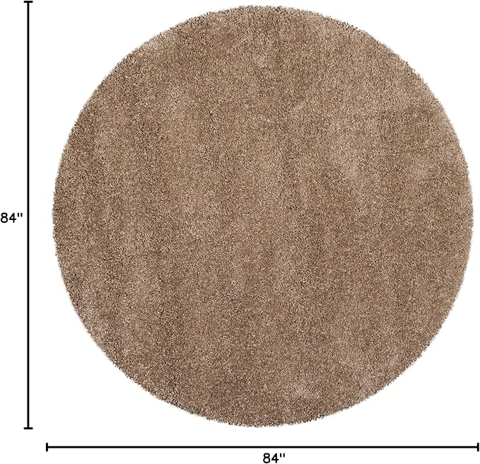 SAFAVIEH Milan Shag Collection 7' Round Dark Beige SG180 Solid Non-Shedding Living Room Bedroom Dining Room Entryway Plush 2-inch Thick Area Rug