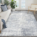 5x8 Area Rug Living Room: Washable Large Neutral Blue Rugs Abstract Soft Modern Stain Resistant Indoor Floor Non-Slip Carpet for Bedroom Nursery Kids Office Playroom Dining Room Under Table Home