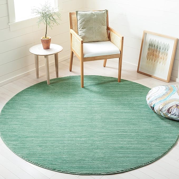 SAFAVIEH Vision Collection Area Rug - 5' Round, Light Green, Modern Ombre Design, Non-Shedding & Easy to Clean, Ideal for Living Room, Bedroom, Dining Space (VSN606X)