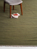 Rugsotic Carpets Hand Woven Flat Weave Kilim Wool 4'x6' Area Rug Solid Olive D00111