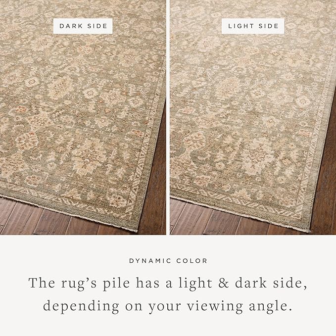 Loloi Chris Loves Julia Palma Collection PLM-03 Lagoon/Natural 5'-3" x 7'-6" Area Rug Vintage Style Boho Living Room Bedroom Carpet