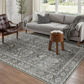 Vintage Area Rug 4x6 Black Entryway Office Washable Carpet Non Slip Bedroom Indoor Living Room Door Mat Low Pile Traditional Distressed Retro Accent Rug for Dining Room Bathroom Kitchen