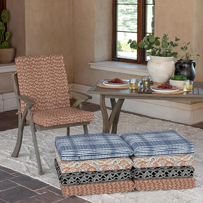 Arden Selections Outdoor Dining Chair Cushion 20 x 20, Rain-Proof, Fade Resistant 20 x 20, Rust Red Brushed Texture