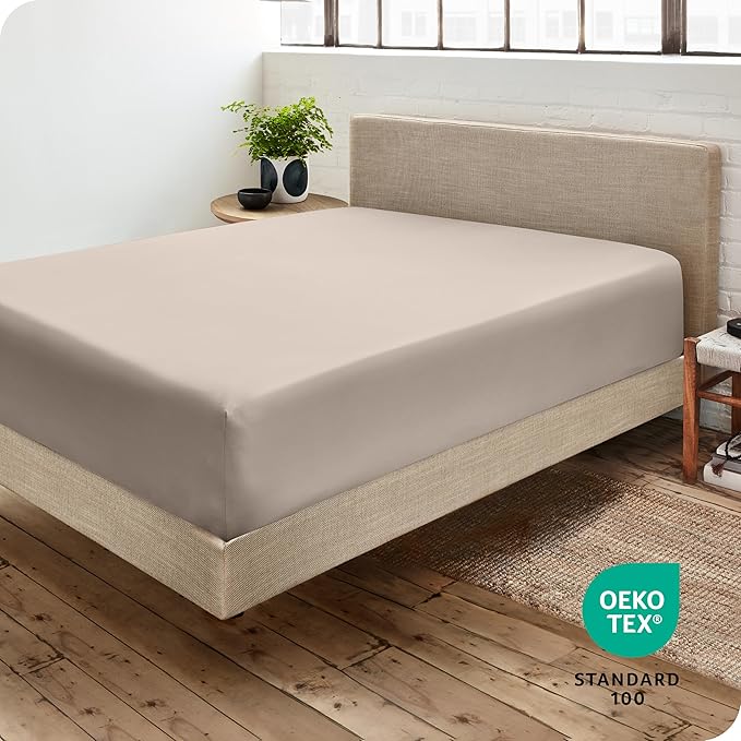Bare Home Fitted Bottom Sheet Twin Size - Premium 1800 Microfiber - Ultra-Soft Hotel Luxury - Deep Pocket - Durable and Long Lasting (Twin, Pebble)