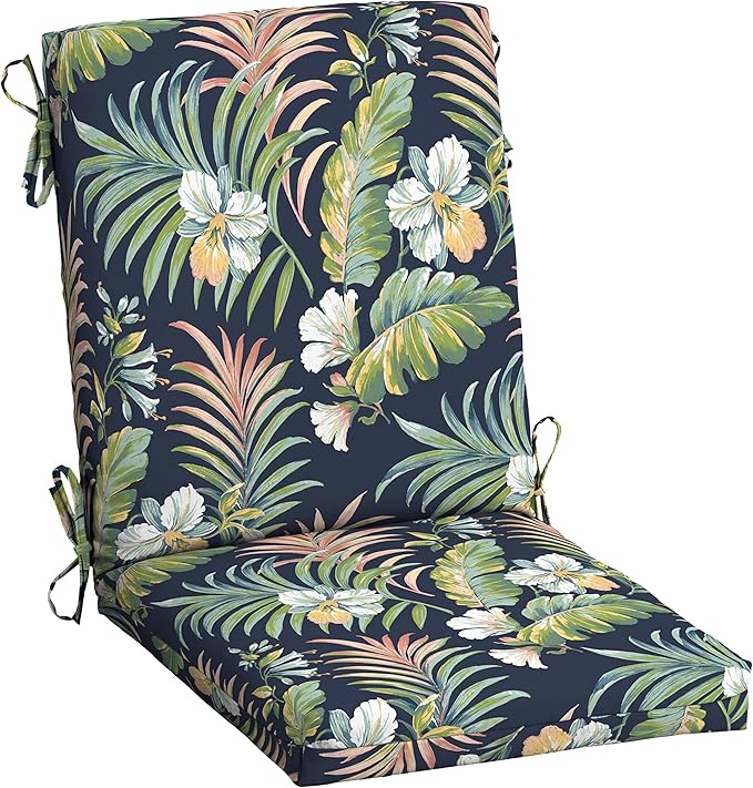 Arden Outdoor Dining Chair Cushion, 20 x 20, Rain-Proof, Fade Resistant, Simone Blue Tropical