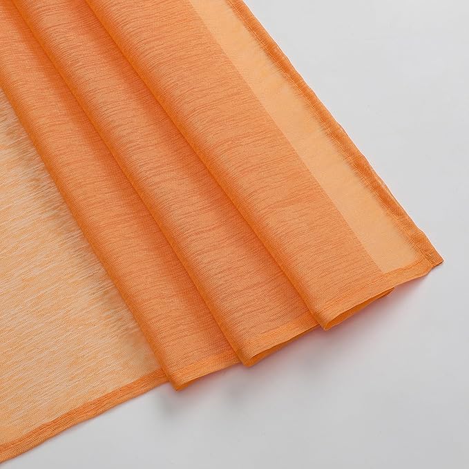 DONREN Coral Orange Window Scarf for Background - Luxury Soft Decoration Semi Sheer Scarf for Party Wedding (1 Pack,52 W x 216 L)