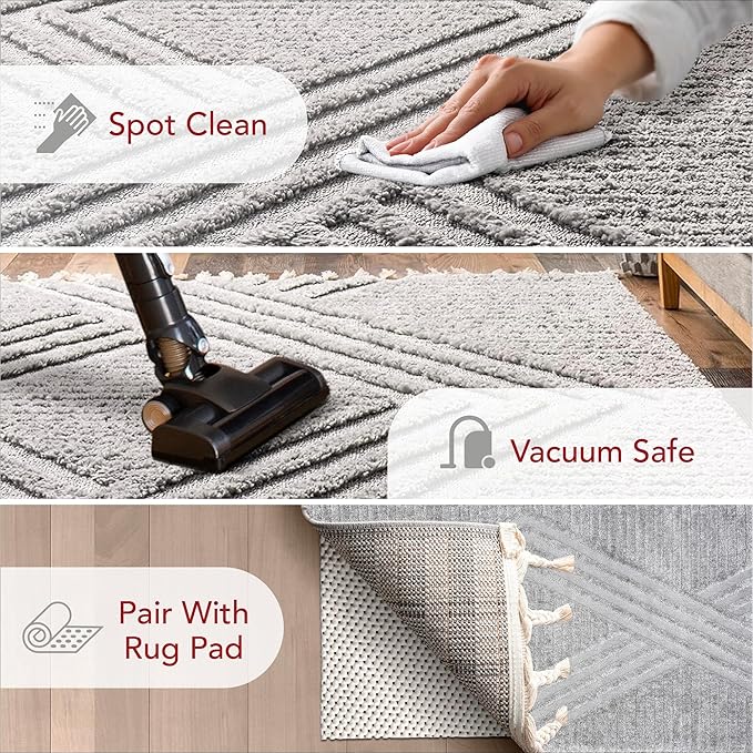 nuLOOM Risette Light Grey, 10' x 14', Geometric, Soft and Textured, High Traffic, Stain Resistant, Easy Clean, Durable Area Rug for Bedroom, Living Room, Dining Space, Den, Foyer, Entryway
