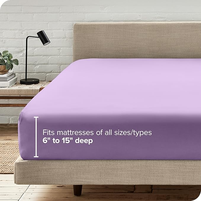 Bare Home Fitted Bottom Sheet Twin XL Size - Premium 1800 Microfiber - Ultra-Soft Hotel Luxury - Deep Pocket - Durable and Long Lasting (Twin XL, Lavender)