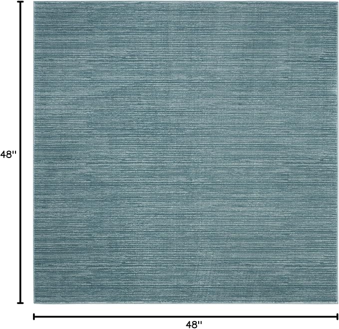 SAFAVIEH Vision Collection Area Rug - 4' Square, Aqua, Modern Ombre Design, Non-Shedding & Easy to Clean, Ideal for Living Room, Bedroom, Dining Space (VSN606B)