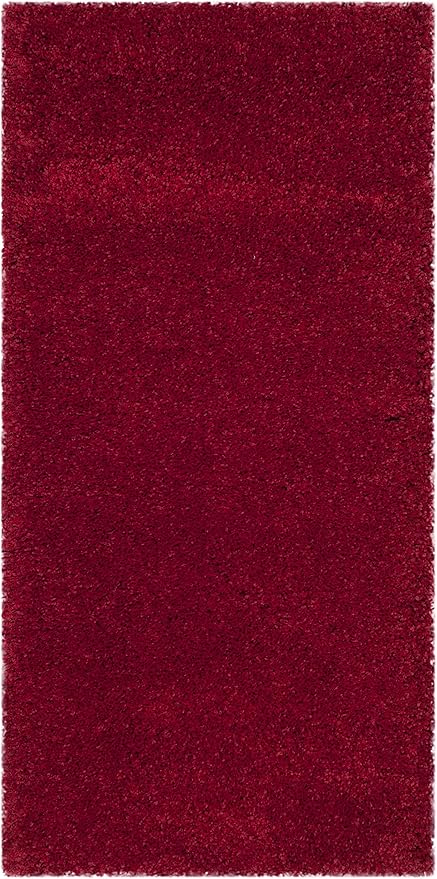 SAFAVIEH Milan Shag Collection Accent Rug - 2' x 4', Red, Solid Design, Non-Shedding & Easy Care, 2-inch Thick Ideal for High Traffic Areas in Entryway, Living Room, Bedroom (SG180-4040)