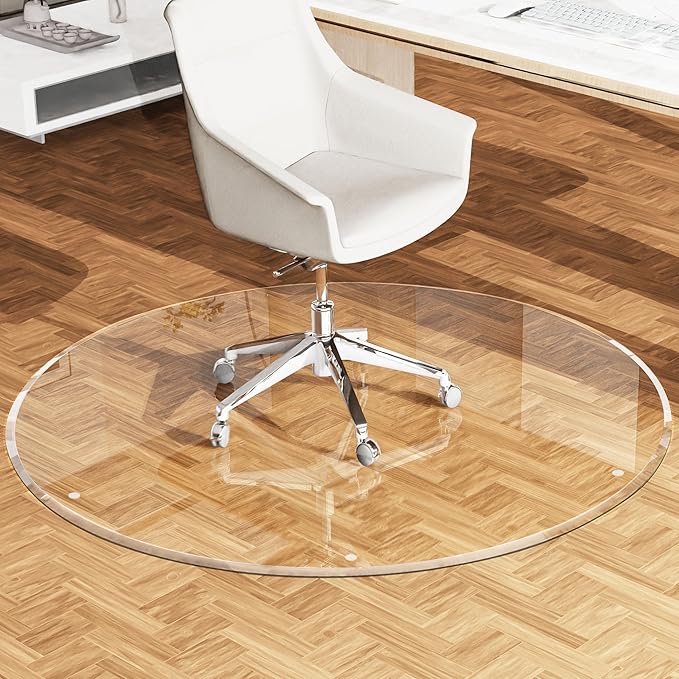 Beveled Edge 48" Round Chair Mat for Carpet or Hardwood Floor Crystal Clear, 48" x 48" for a Smooth Glide and Easy Roll On/Off, Heavy Duty and Non-Slip Floor Ultimate Clear Chair Mat