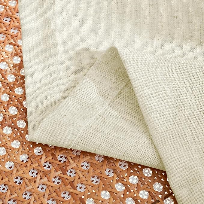 MASWOND Pinch Pleated Flax Linen Curtains 108 Inches Long 2 Panels Set for Living Room, Pleat Drapes Back Tab Semi Sheer Neutral Boho Ceiling to Floor Curtains for Bedroom 9 FT Linen W38xL108