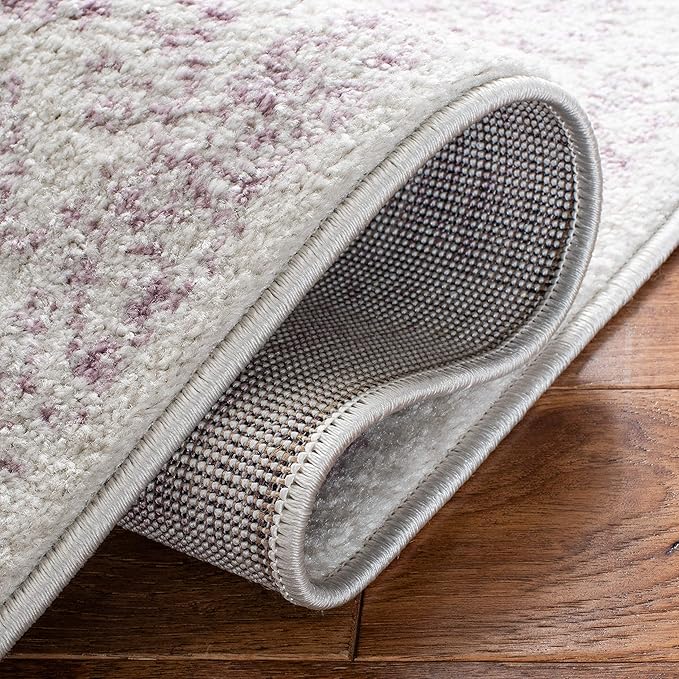 SAFAVIEH Adirondack Collection Area Rug - 8' Square, Ivory & Lavender, Distressed Vintage Floral Design, Non-Shedding & Easy to Clean, Ideal for Living Room, Bedroom, Dining Space (ADR109U)