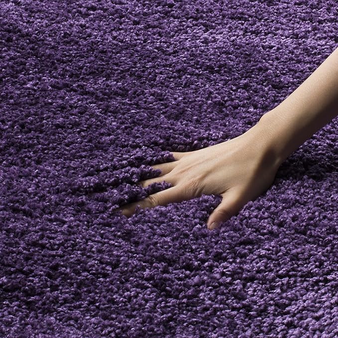 SAFAVIEH Milan Shag Collection Runner Rug - 2' x 12', Purple, Solid Design, Non-Shedding & Easy Care, 2-inch Thick Ideal for High Traffic Areas in Living Room, Bedroom (SG180-7373)