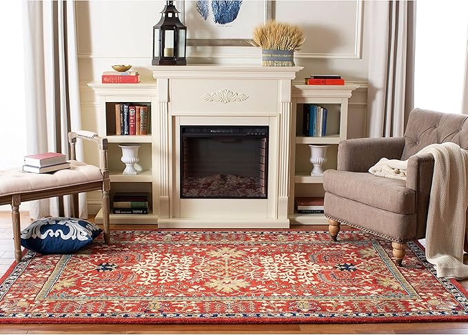 SAFAVIEH Area Rug 8x10 - Antiquity Collection - Large - Red & Multi, Handmade Wool, Traditional Bohemian Design, Ideal for Living Room, Bedroom, Office, Dining Space (AT64A)