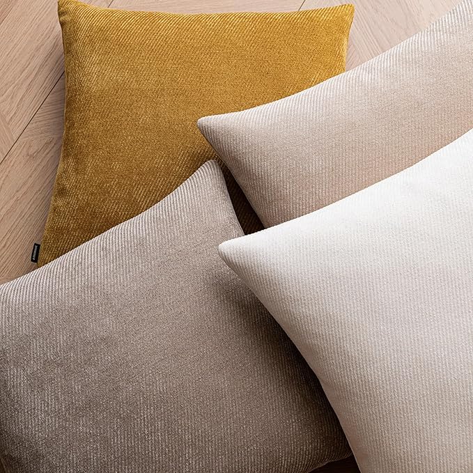 a moment Pack of 2 Decorative Chenille Throw Pillow Covers with Twill Cushion Covers for Sofa Living Room Couch Bed 22x22 Inch Yellow