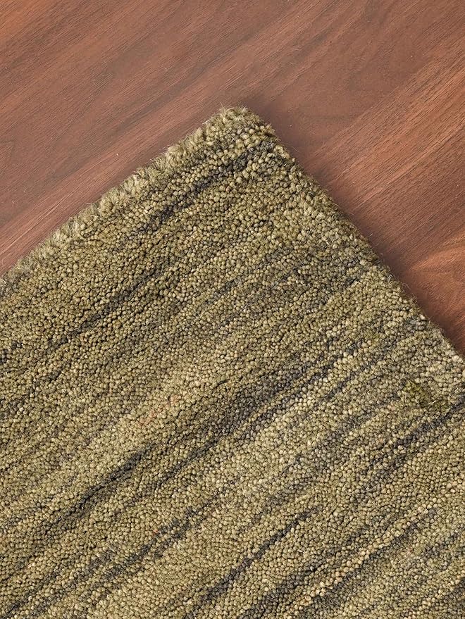 Rugsotic Carpets Hand Knotted Loom Wool 9'x12' Area Rug Solid Green L00111
