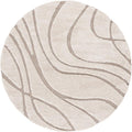 SAFAVIEH Florida Shag Collection Area Rug - 12' Round, Cream & Beige, Striped Design, Plush 1.2-inch Thick, Ideal for High Traffic Areas in Living Room, Bedroom, Dining (SG471-1113-12R)