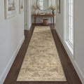 Brown Multi Hallway Runner Rug 3x10 Vintage Washable Distressed Area Carpet Kitchen Indoor Non Slip Long Traditional Medallion Retro Accent Throw Rug for Bedroom Laundry Dining Living Room