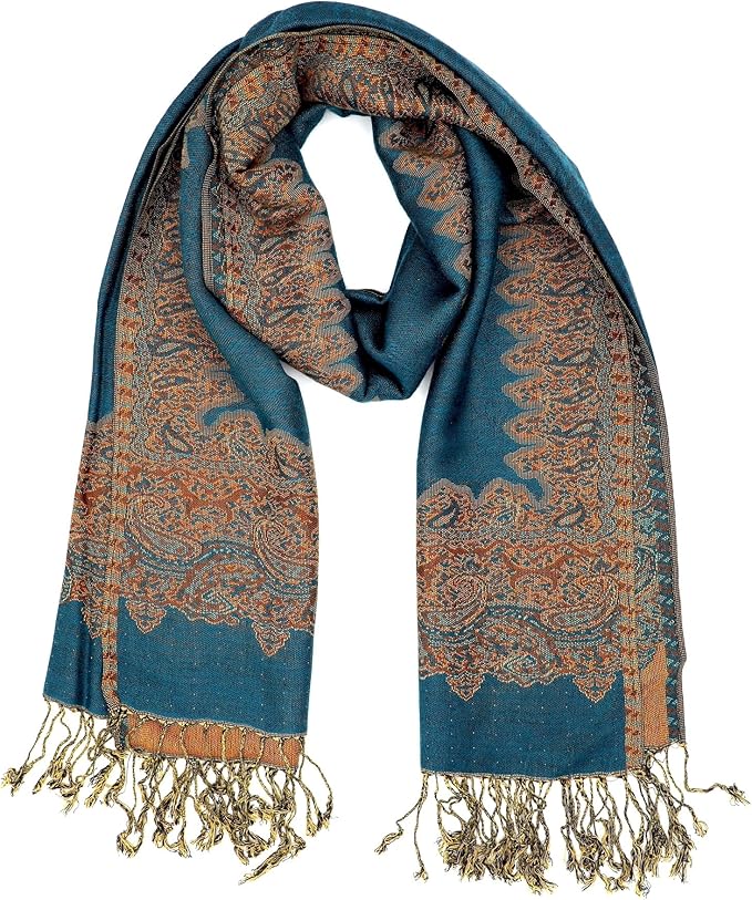 Achillea Big Paisley Pashmina Shawl Wrap for Women – Elegant Scarf for Weddings, Evening Dresses, Festivals & Daily Wear