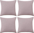 Deconovo Blank Pillow Covers 18x18, Throw Cushion Cover Set of 4, Faux Linen Decorative Pillowcases for Sofa Couch(18 x 18 Inch, Dusty Rose, Set of 4 No Pillow Insert)