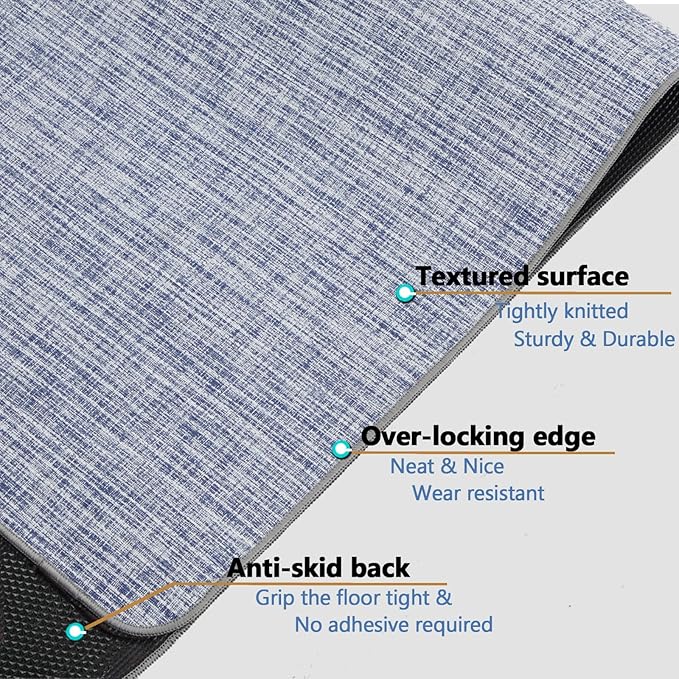 Chair Mat for Hardwood & Tile Floor, 47" x 52" Heavy Duty Office Chair Mat for Rolling Chairs, Anti Slip, Non-Curve, Floor Protector for Home Office, Blue White