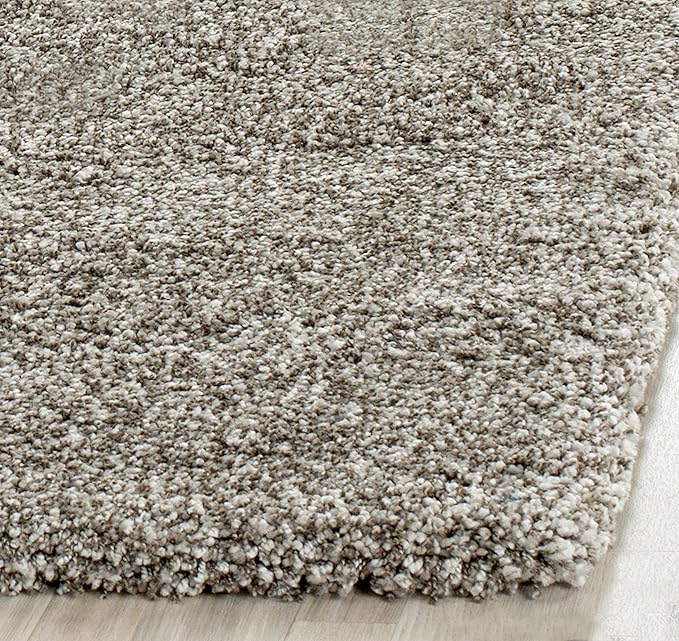 SAFAVIEH Milan Shag Collection 3' Square Grey SG180 Solid Non-Shedding Living Room Bedroom Dining Room Entryway Plush 2-inch Thick Area Rug