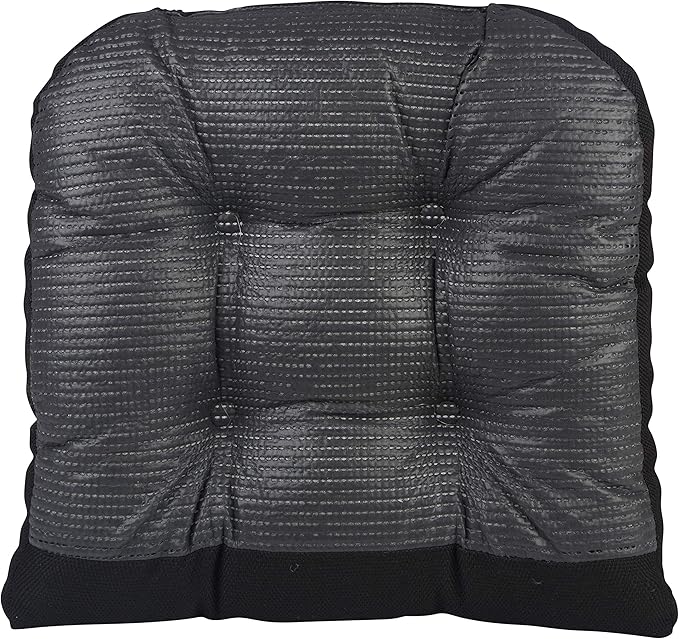 Klear Vu Gripper Overstuffed Universal Non-Slip Dining Chair Cushions for Kitchen Decor or Office Use, U-Shaped Skid-Proof Seat Pad, 17x17 Inches, 2 Count (Pack of 1), Solid Midnight Black