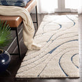 SAFAVIEH Florida Shag Collection Runner Rug - 2'3" x 13', Cream & Blue, Non-Shedding & Easy Care, 1.2-inch Thick Ideal for High Traffic Areas in Living Room, Bedroom (SG471-1165)