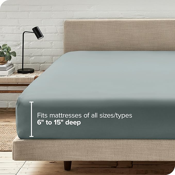 Bare Home Fitted Bottom Sheet King Size - Premium 1800 Microfiber - Ultra-Soft Hotel Luxury - Deep Pocket - Durable and Long Lasting (King, Sea Spray)