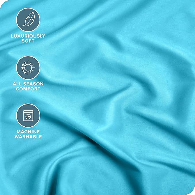 Bare Home Fitted Bottom Sheet Queen Size - Premium 1800 Microfiber - Ultra-Soft Hotel Luxury - Deep Pocket - Durable and Long Lasting (Queen, Aqua)