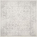 SAFAVIEH Adirondack Collection Area Rug - 5' Square, Ivory & Silver, Distressed Vintage Floral Design, Non-Shedding & Easy to Clean, Ideal for Living Room, Bedroom, Dining Space (ADR109C)