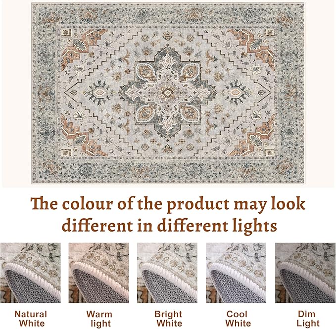 Tangsoo 2x10 Washable Runner Rug for Hallways, Non Slip Vintage Runner Rug, Soft Low Pile Long Runner, Print Distressed Grey Carpet Runners for Kitchen Bedroom Entryway Bathroom Living Room