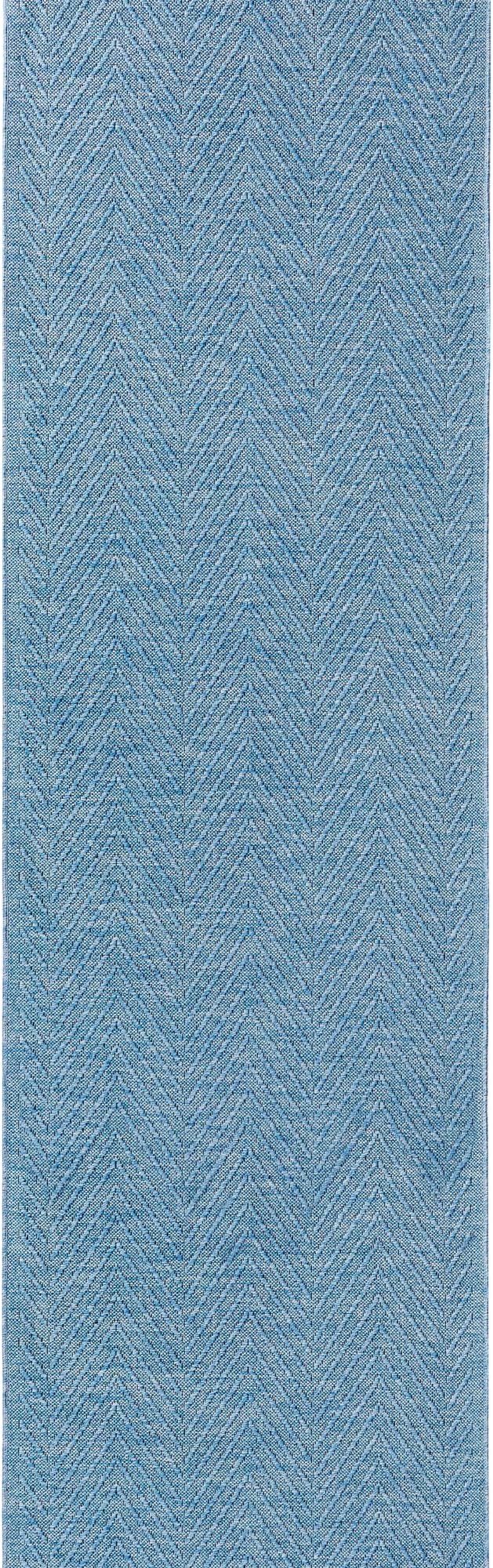 TOWN & COUNTRY BASICS Pax Herringbone Textured Solid Everwash® Washable Runner Area Rug, Low Pile, Non-Slip Backing, Easy Clean Pet & Family Friendly Rug, Blue, 2'5"x7'10"
