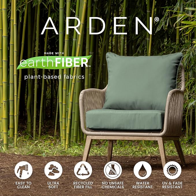 Arden earthFIBER Outdoor Dining Chair Cushion, 20 x 20, Rain-Proof, Fade Resistant, Navy Blue King Palm
