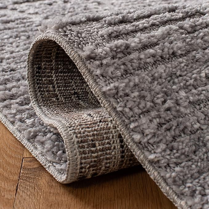 SAFAVIEH Marrakesh Collection Area Rug - 3' Square, Grey, Moroccan Boho Tribal Tassel Design, Non-Shedding & Easy Care, Ideal for High Traffic Areas in Living Room, Bedroom (MRK517F)