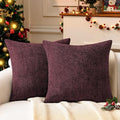 a moment Christmas Wine Red Chenille Throw Pillow Covers 18x18 Inch Pack of 2 Modern Decorative Throw Pillow Covers Farmhouse Cross Covers Home Decor for Sofa Bedroom Living Room