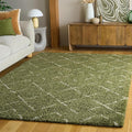 SAFAVIEH Arizona Shag Collection Area Rug - 6'7" x 9'2", Green & Ivory, Moroccan Boho Design, Non-Shedding & Easy to Clean, Ideal for Living Room, Bedroom, Dining Space (ASG743X)