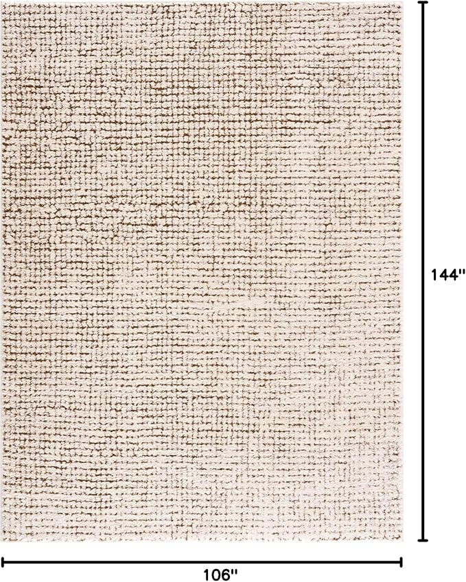 Hauteloom Keita Contemporary Mosaic Area Rug - High Pile Fluffy Soft Shag Rug for Living Room, Bedroom, Dining Room - Cream, Brown - 8'10"12