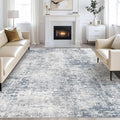 Abstract Living Room Rug 9x12 - Modern Washable Soft Thin Area Rug for Living Room Bedroom Under Dining Table - Neutral Indoor Floor Rug Carpets for Home Office Playroom Nursery - Blue Grey