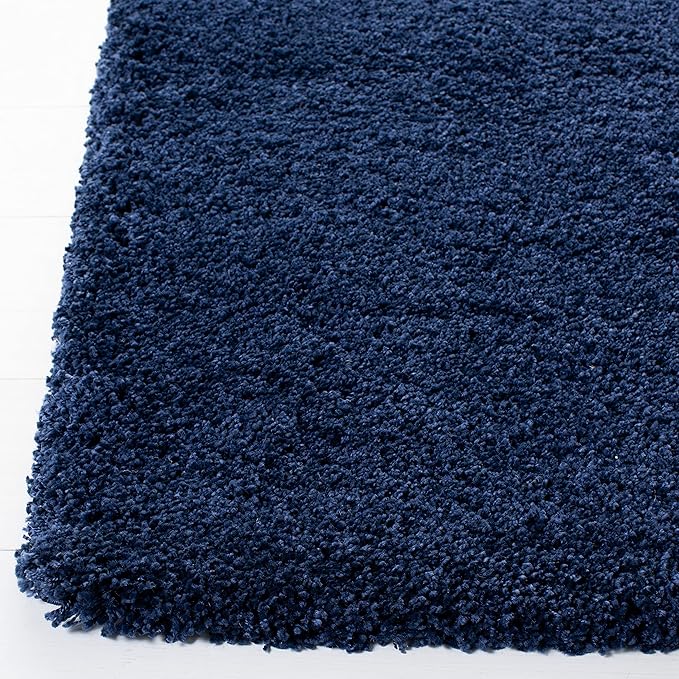 SAFAVIEH Milan Shag Collection Area Rug - 11' Square, Navy, Solid Design, Non-Shedding & Easy Care, 2-inch Thick Ideal for High Traffic Areas in Living Room, Bedroom (SG180-7070)