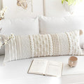 BlissBlush Cream Decorative Lumbar Throw Pillow Cover 14x36 Boho Long Cushion for Bed Neutral Beige White Accent Modern Farmhouse Pillowcase for Bedroom Living Room Couch Sofa Home Décor Cover ONLY