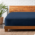Bare Home Flannel Fitted Bottom Sheet 100% Cotton, Velvety Soft Heavyweight - Double Brushed Flannel - Deep Pocket (Full, Dark Blue)